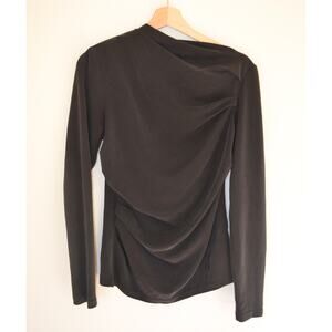 Acler Ruched Black Long Sleeve Top Size 8
